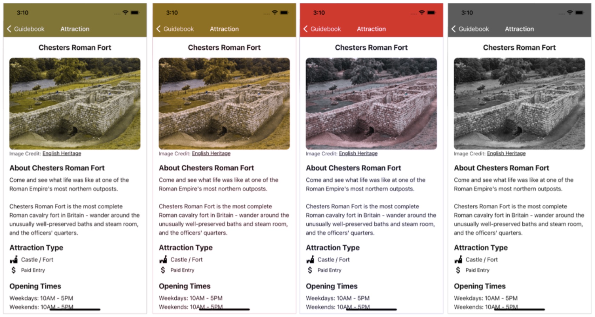 Colour blindness test of Scenic Rides attraction screen